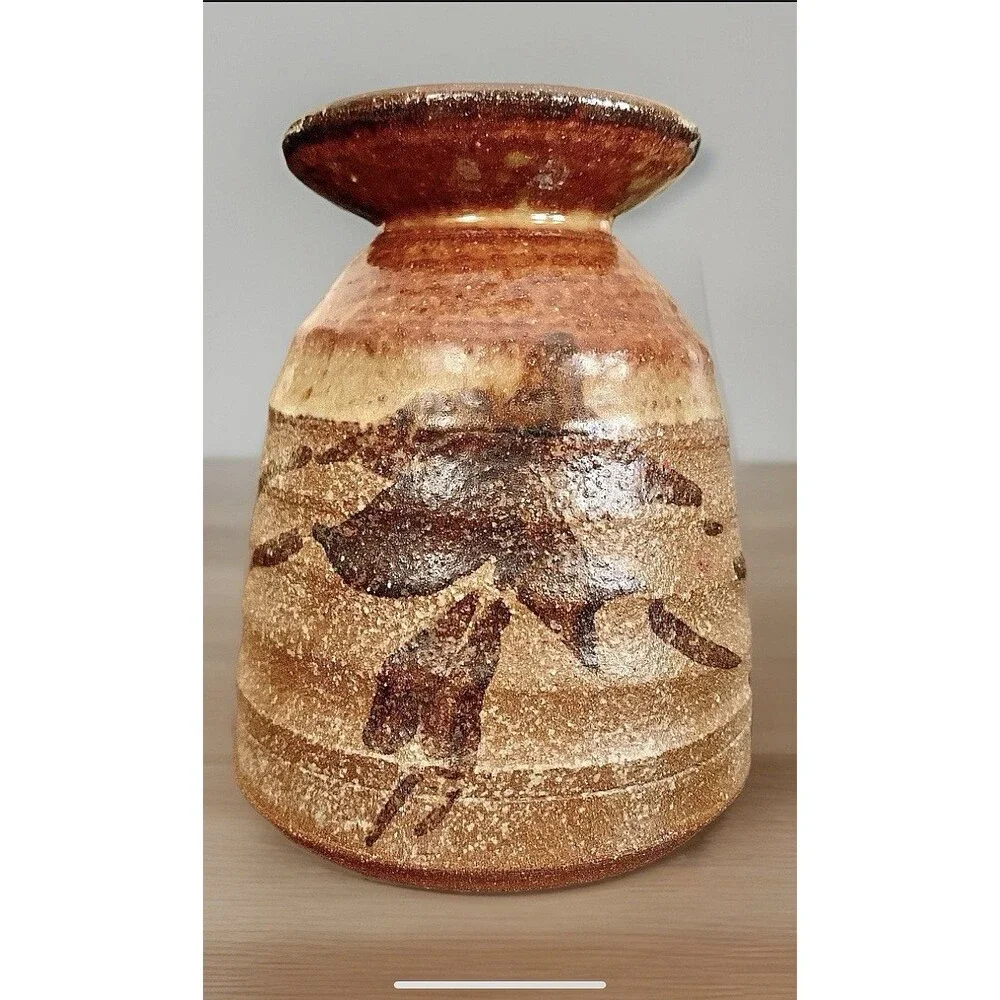 JIM RENO STUDIO ART POTTERY VASE SIGNED BRUTALIST WABI SABI STONEWARE EARTHCORE